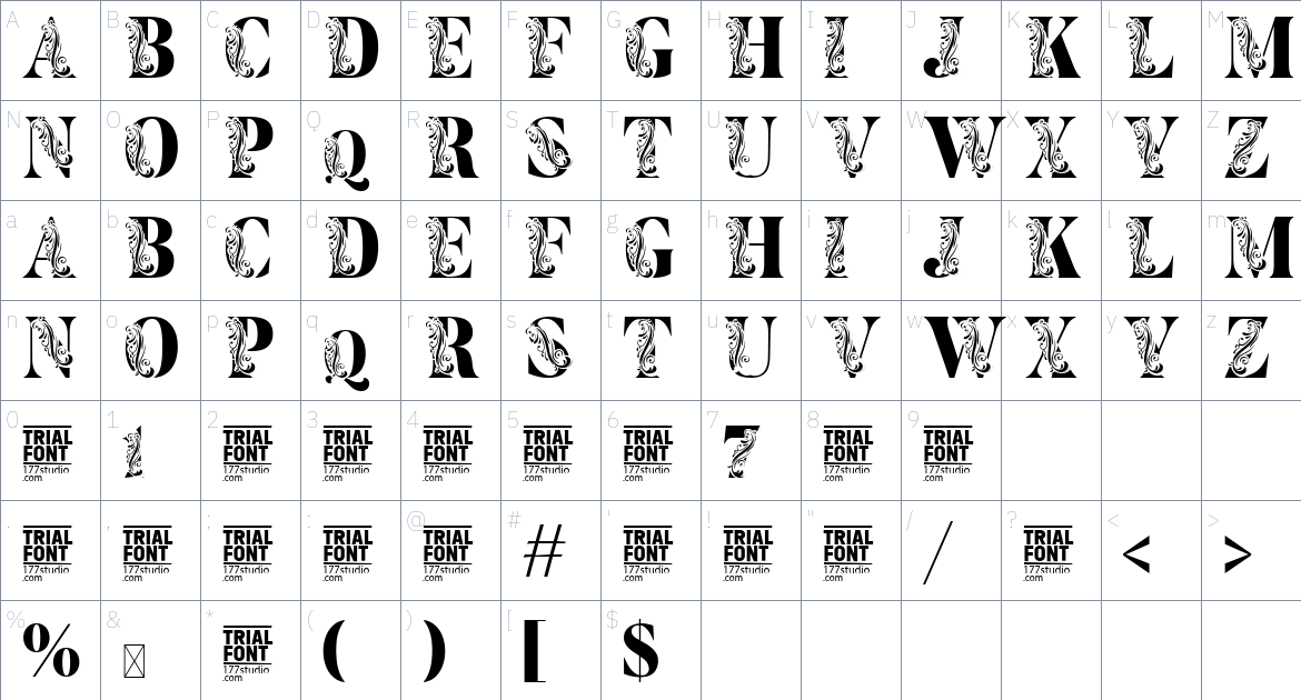 Flower Display font Character Map