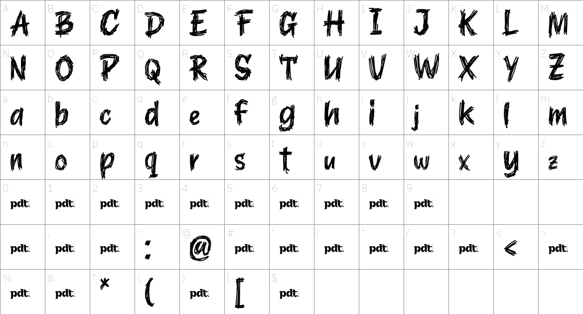 ALGEON trial font Character Map