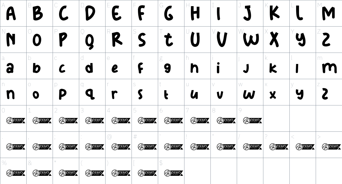 Sosis Ayam font Character Map