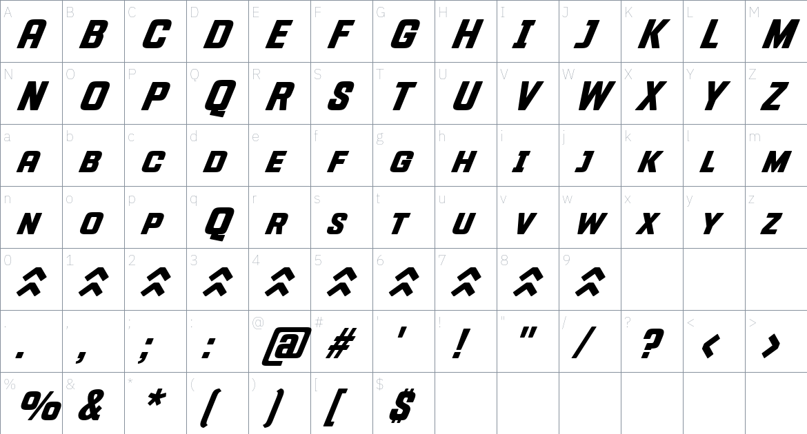 Fastup Small Caps Reg 1 font Character Map