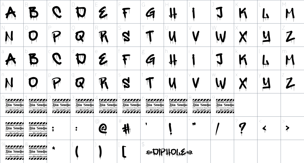 Diphole font Character Map