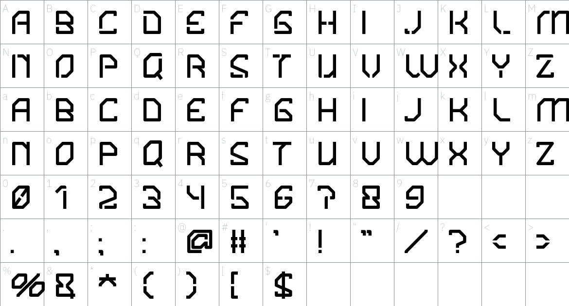 Ggenesix font Character Map