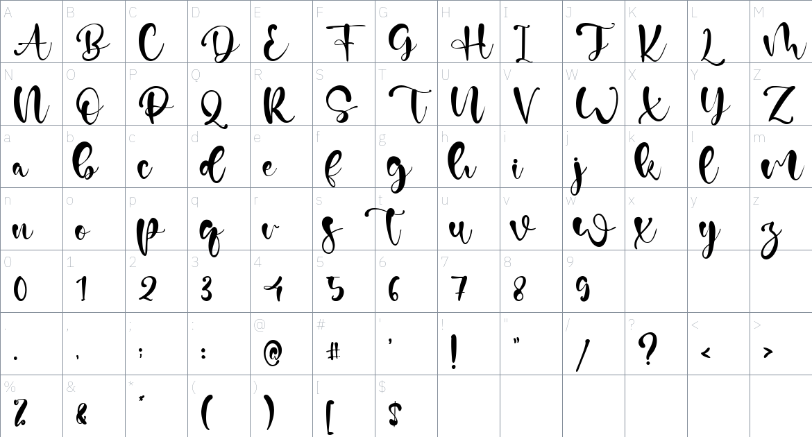 Woodine font Character Map