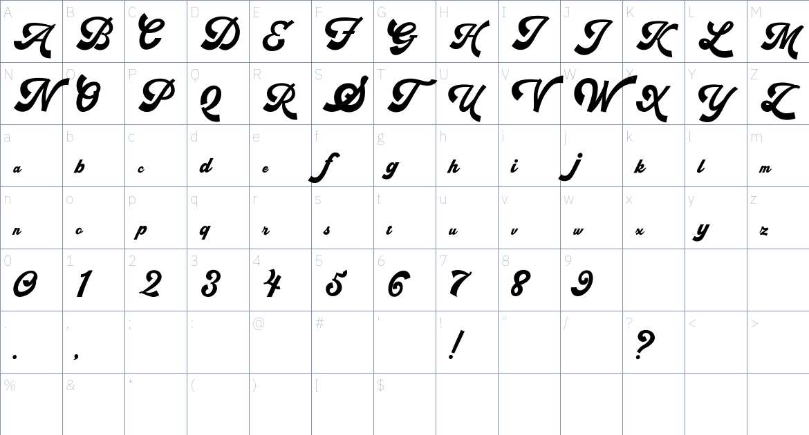 Aerosmith Font font Character Map