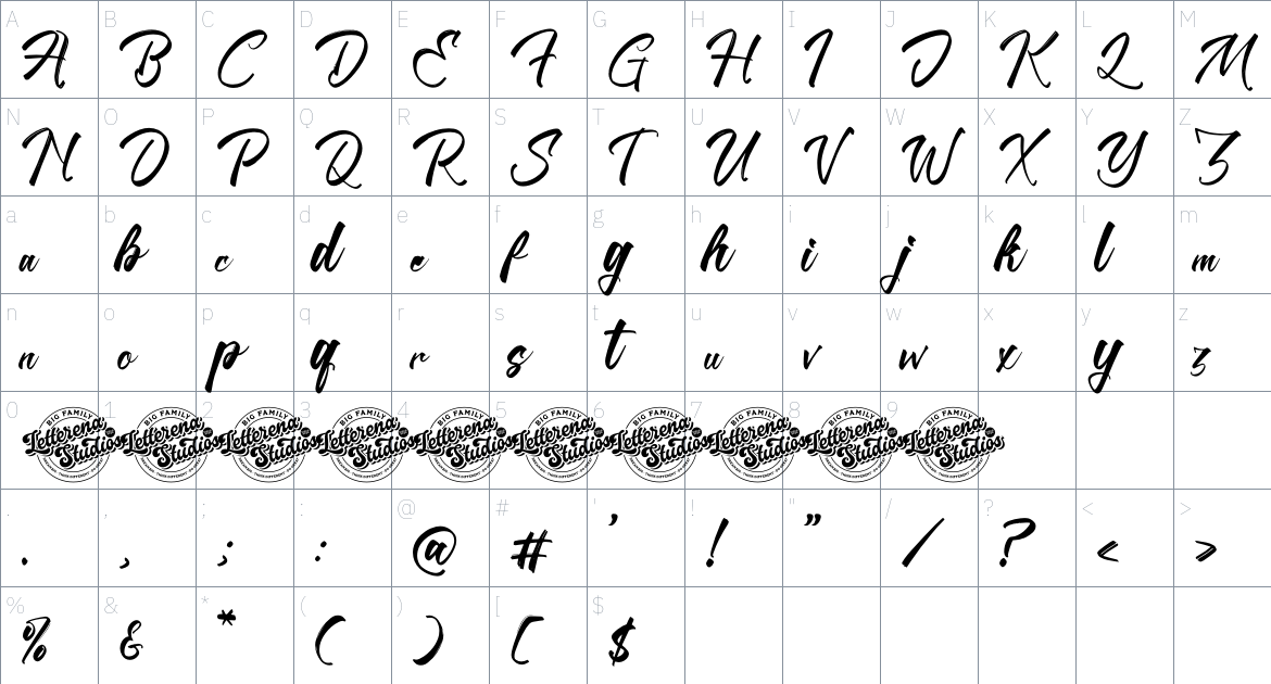 Arlenda Botteyk font Character Map