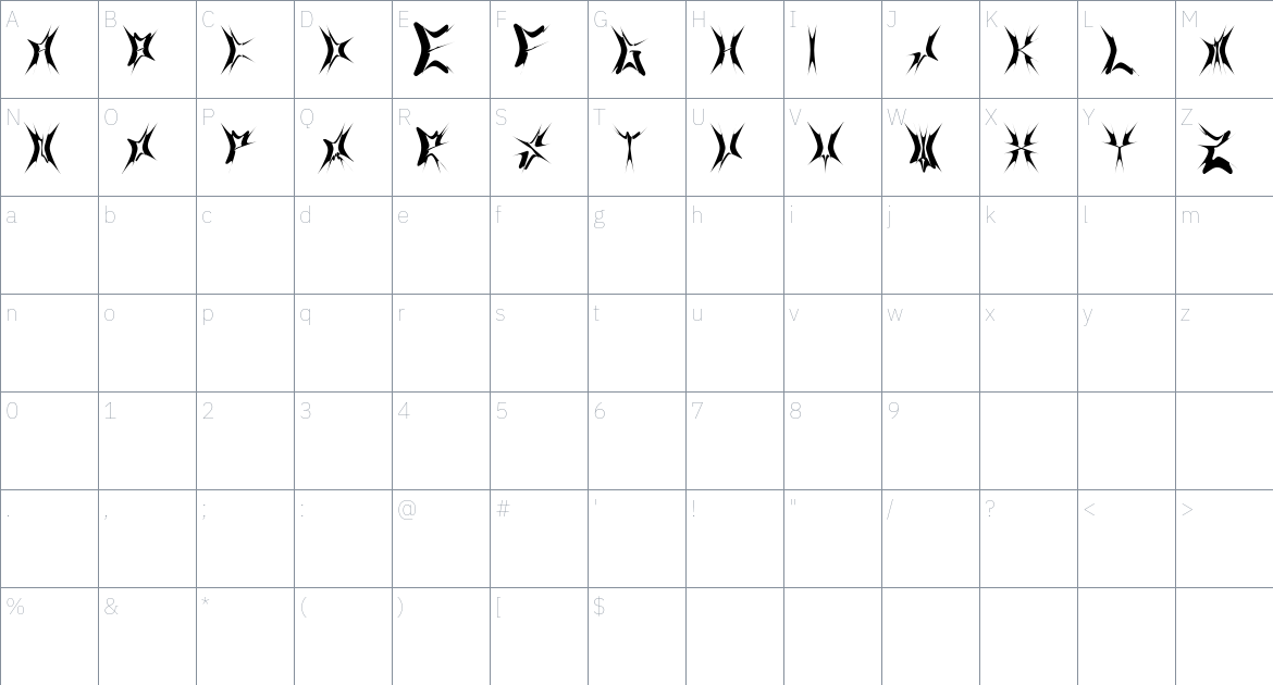 Ikarus Font font Character Map