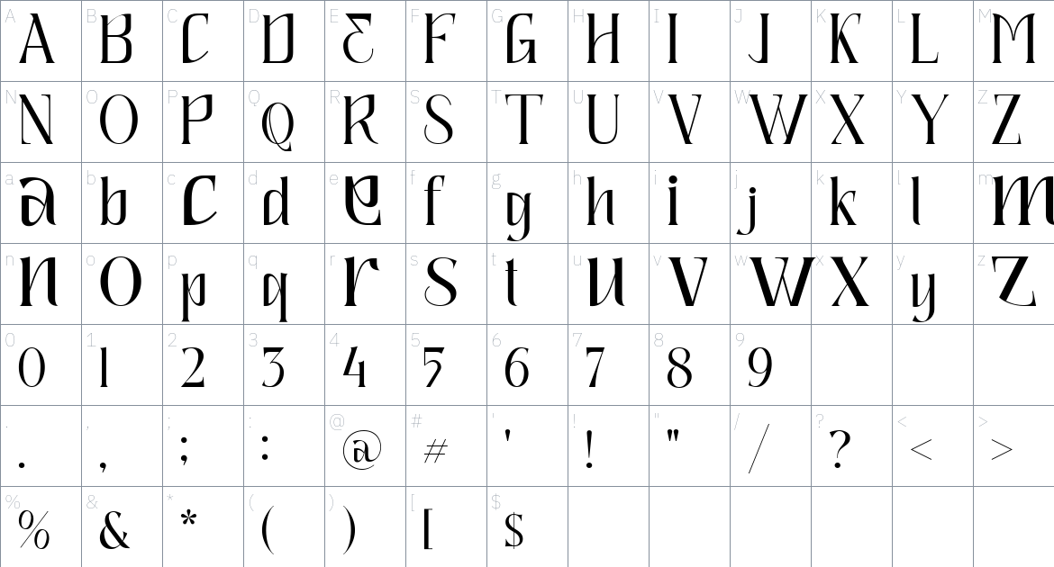 Quaffing Together font Character Map