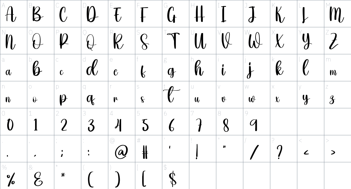 Fishing Font font Character Map