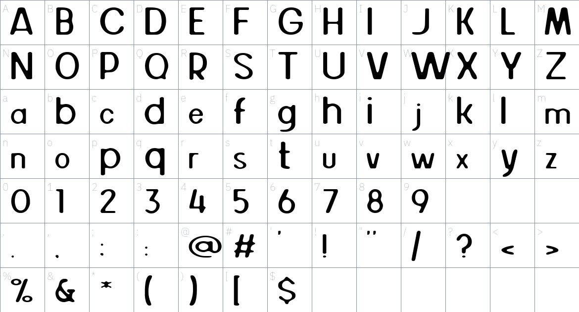 Gihun Font font Character Map