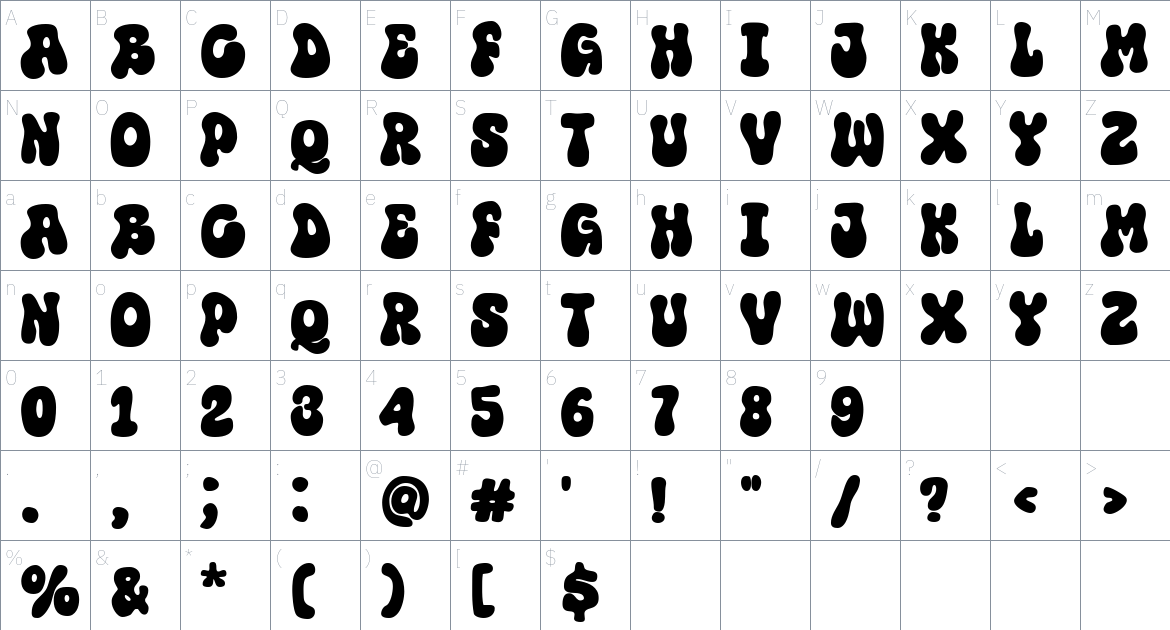 Super Reduce Font font Character Map