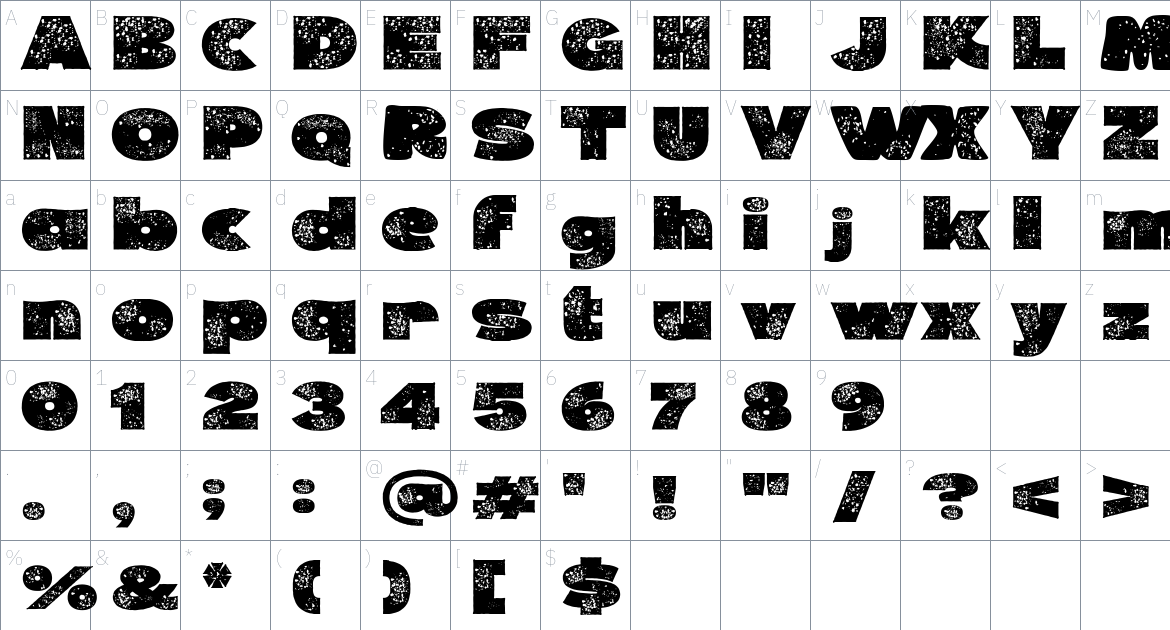 Kappa font Character Map