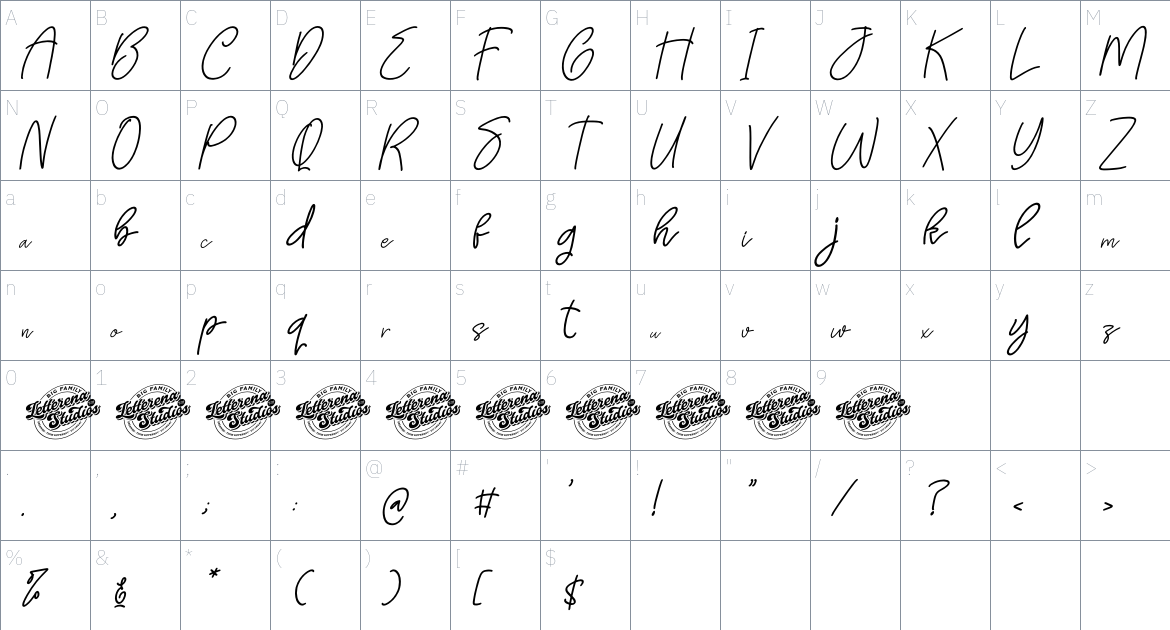 Puredisy font Character Map