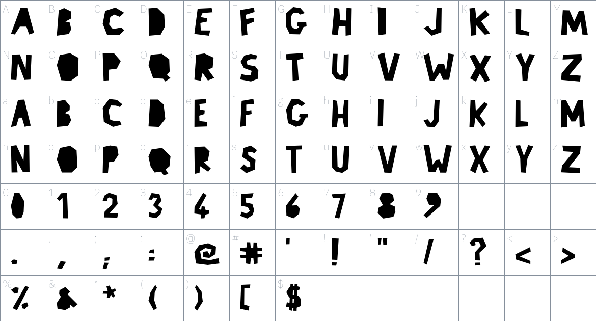 Anarchie Font font Character Map