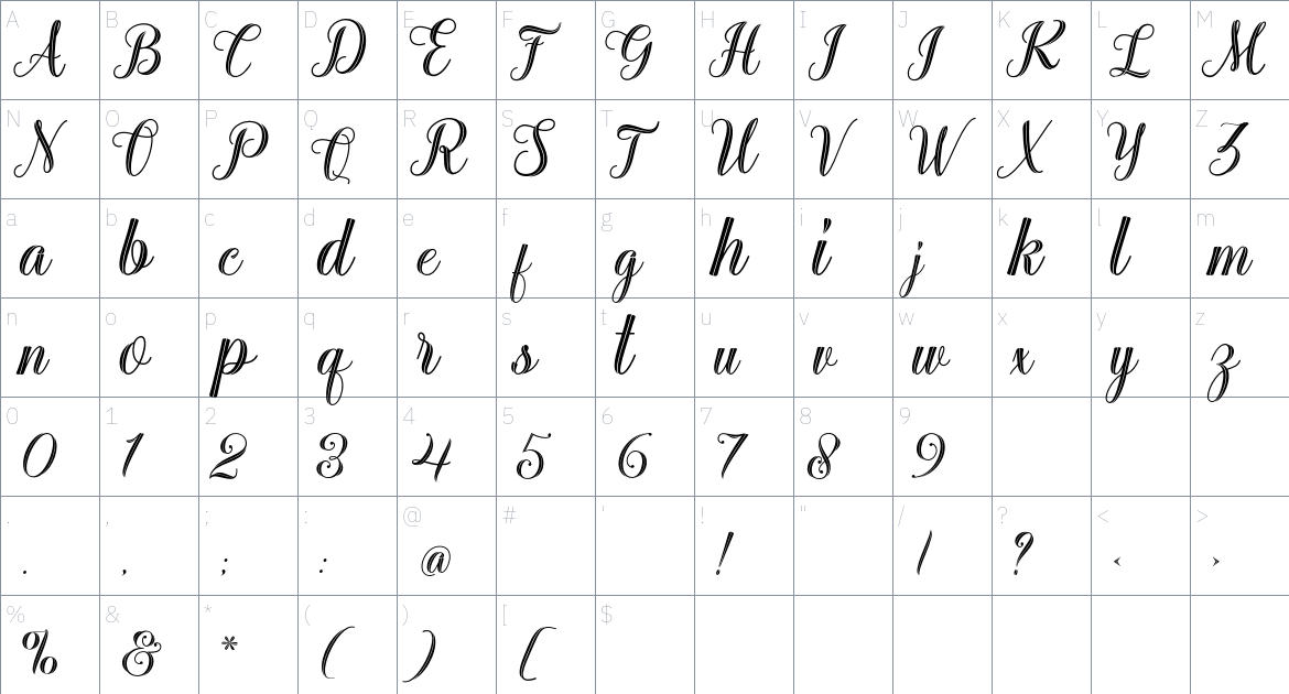 Sarahfadhilla font Character Map