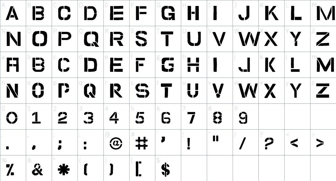 Refuse Font font Character Map