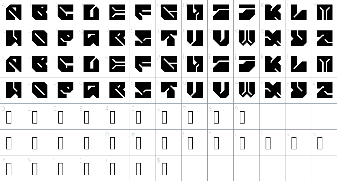 Hiper Ninja Font font Character Map