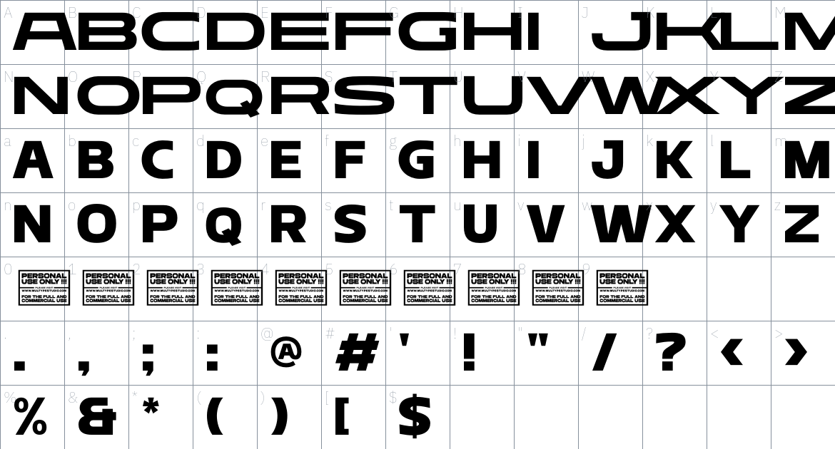 Mera Pro font Character Map