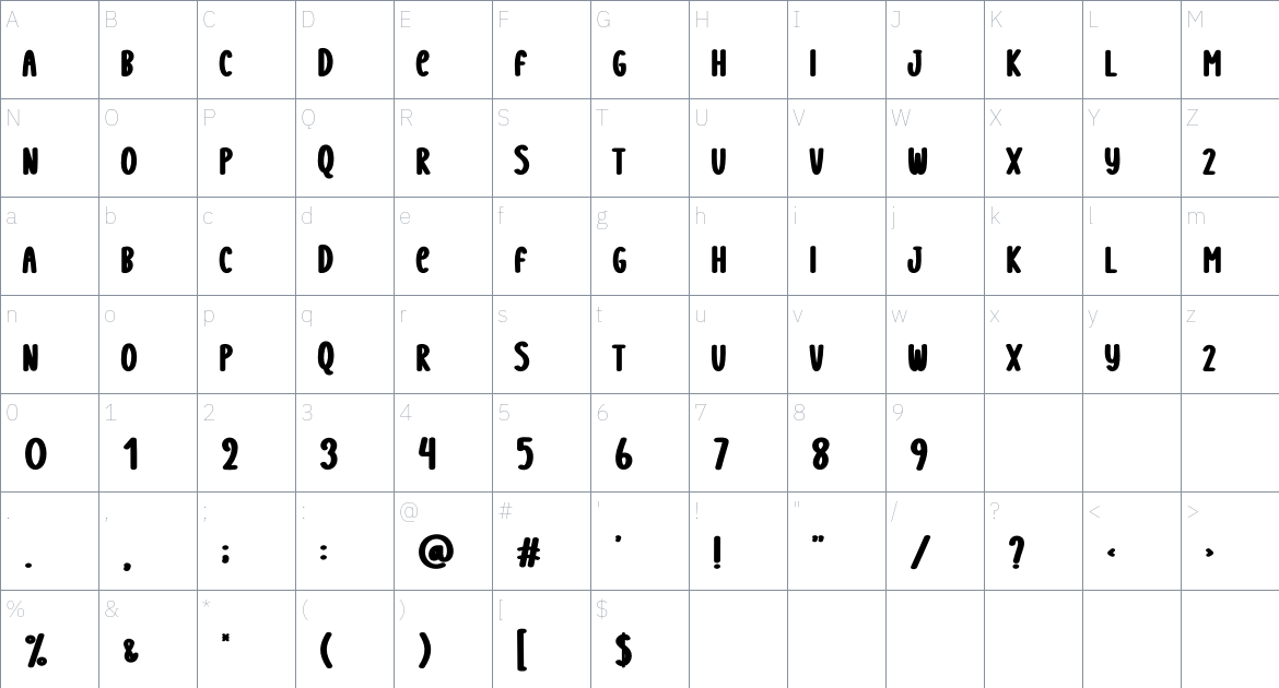 Magic Wand font Character Map