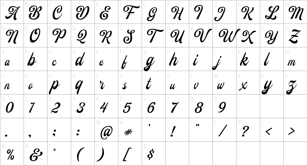 The Linestay Font font Character Map