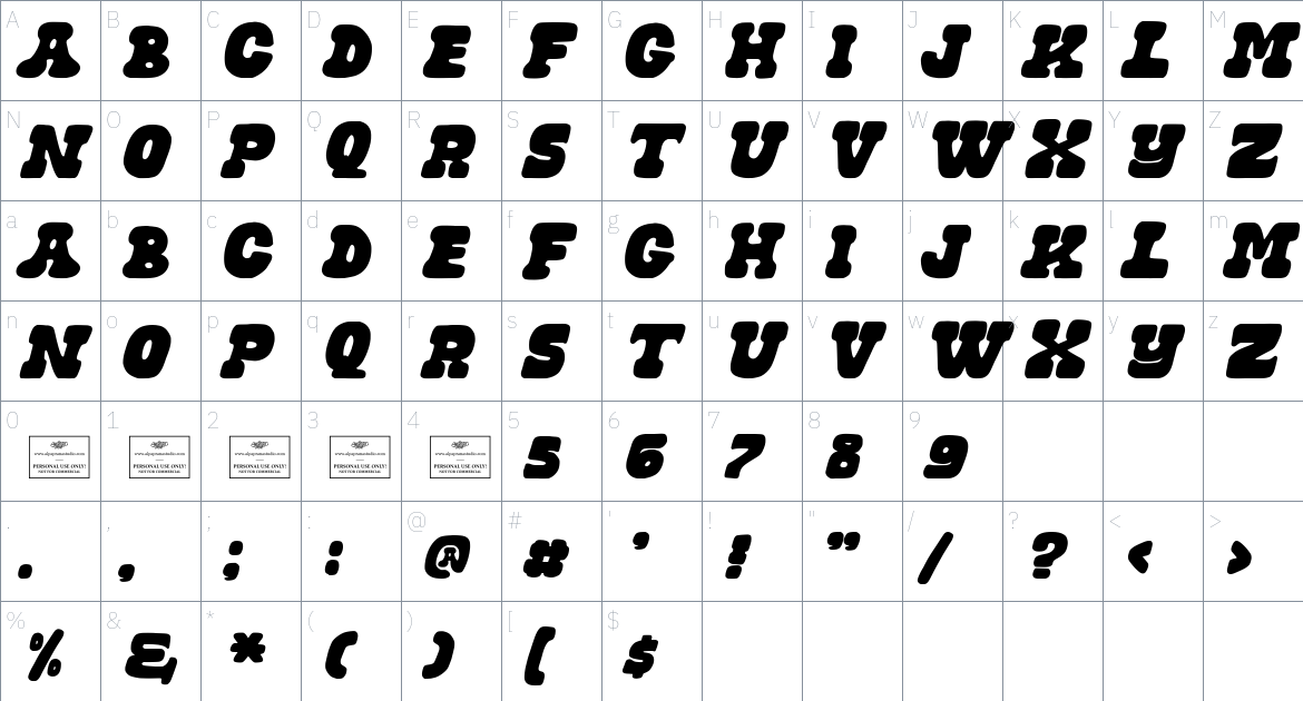 Stonehenge font Character Map