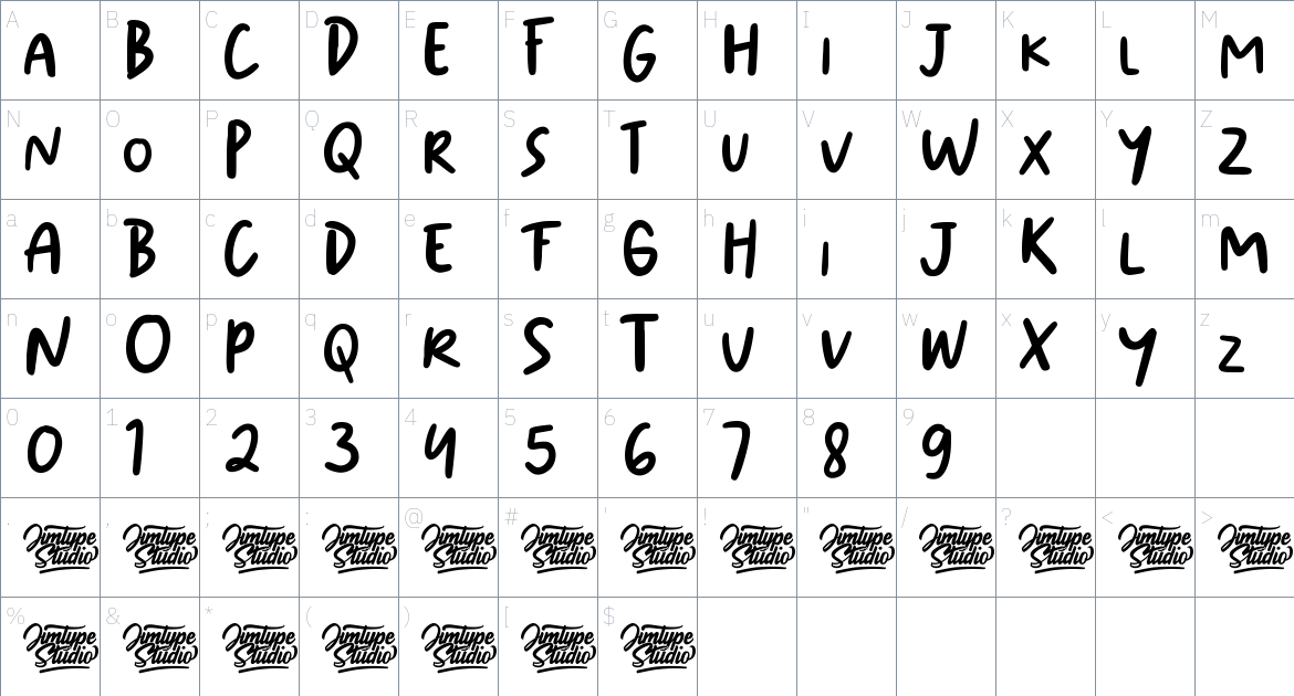 Eskiko Market font Character Map