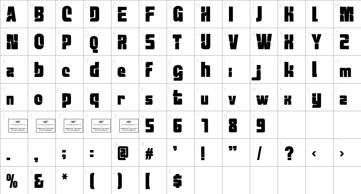 Echo Ridge Free font Character Map