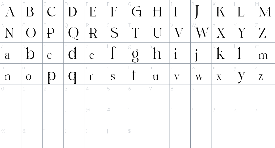 Caghen Font font Character Map