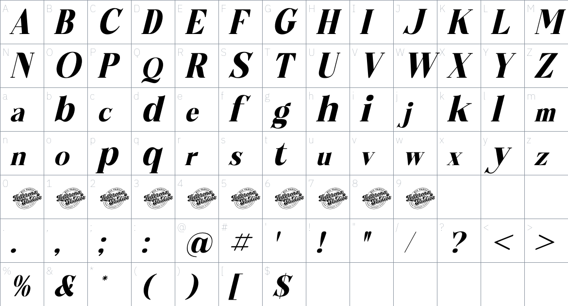 Monstac Realmid font Character Map