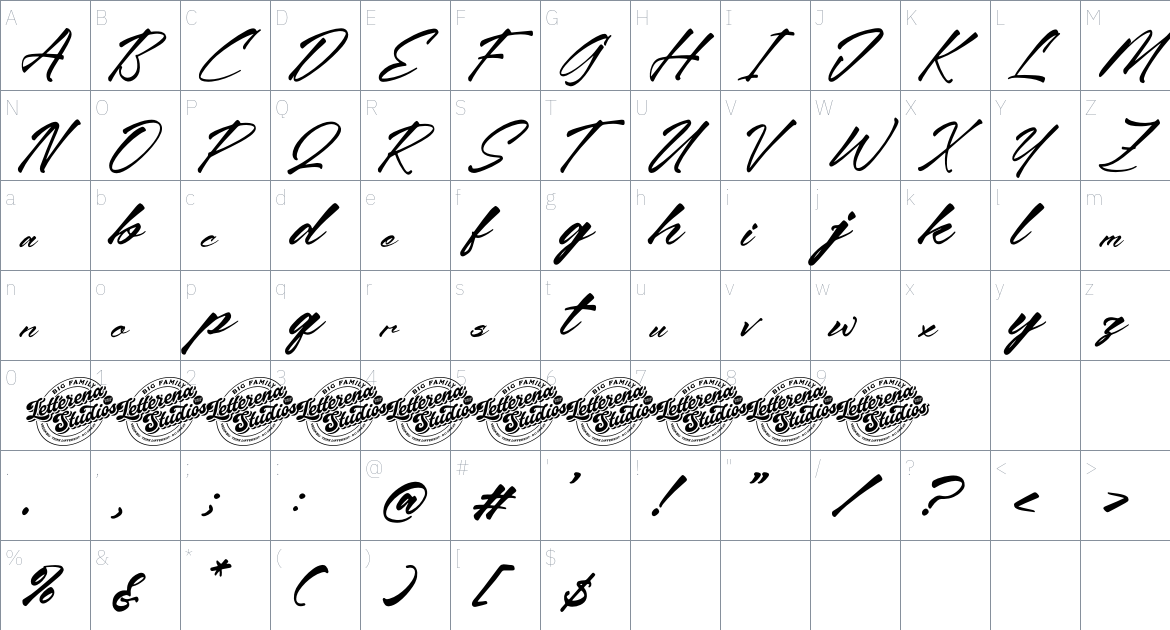 Monthesa Harezuki font Character Map