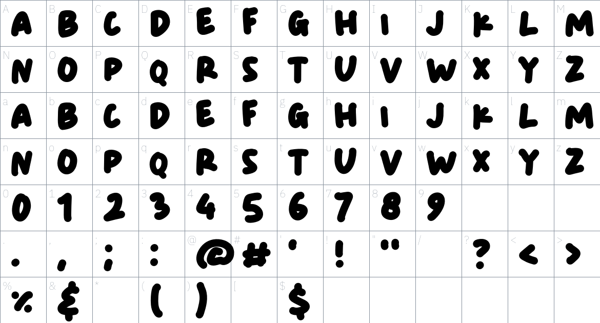 Spaceton font Character Map