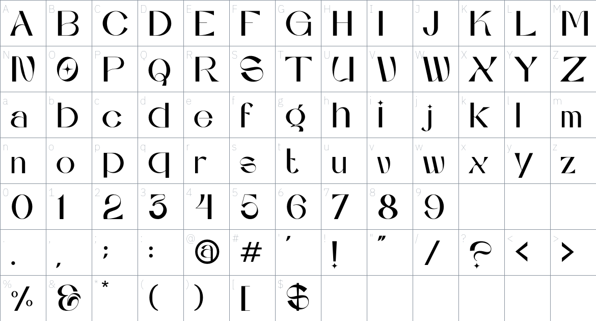 Amoria Font font Character Map