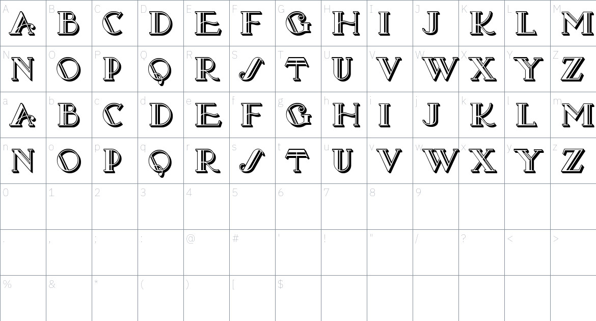 Nektarin font Character Map