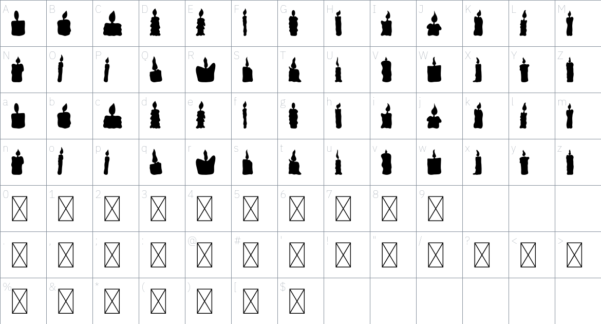 Scary Candle font Character Map