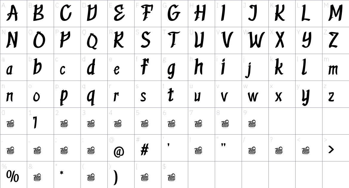 Liymadz font Character Map