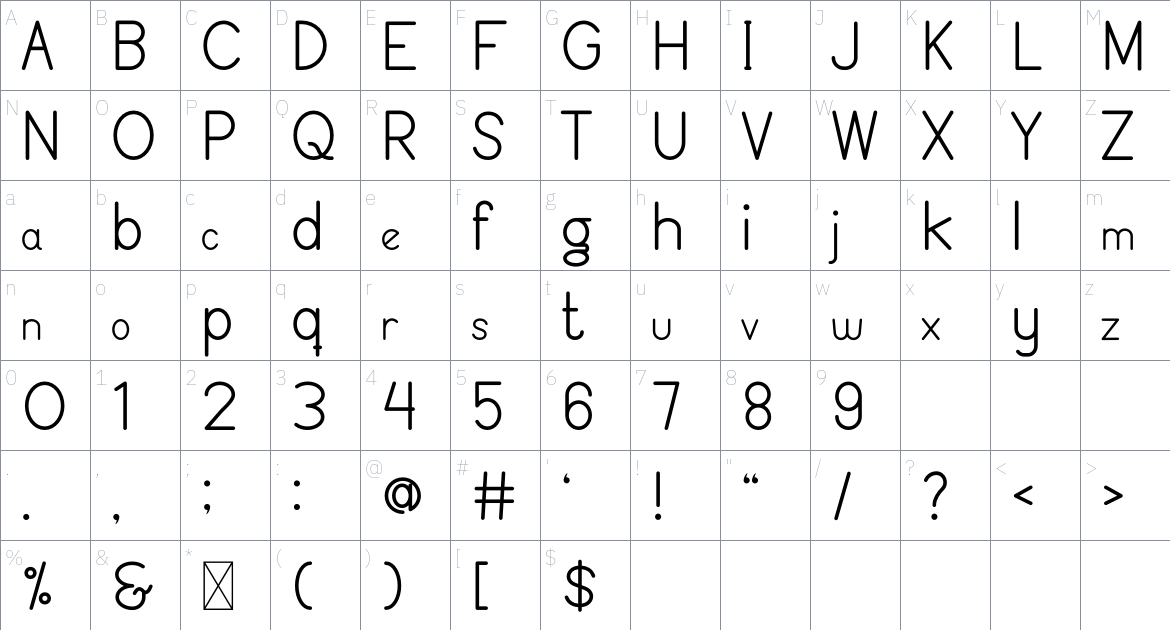 CorneliaFS font Character Map