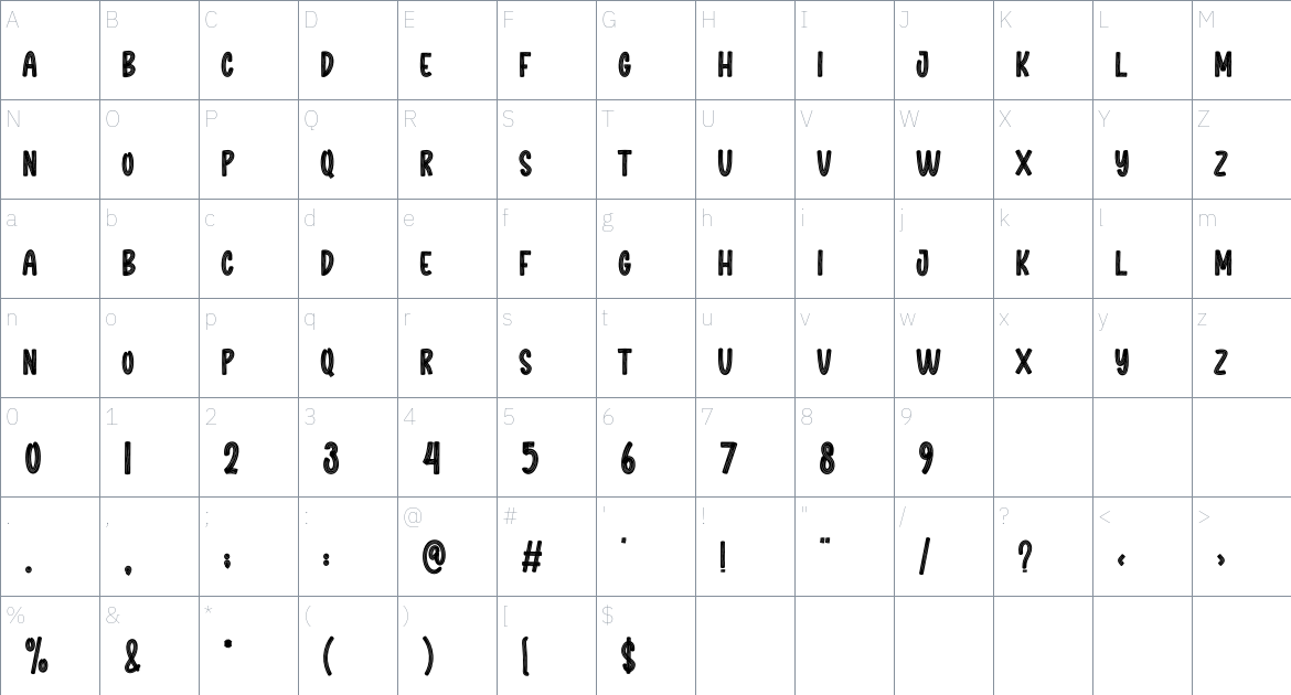 Origins Christmas font Character Map