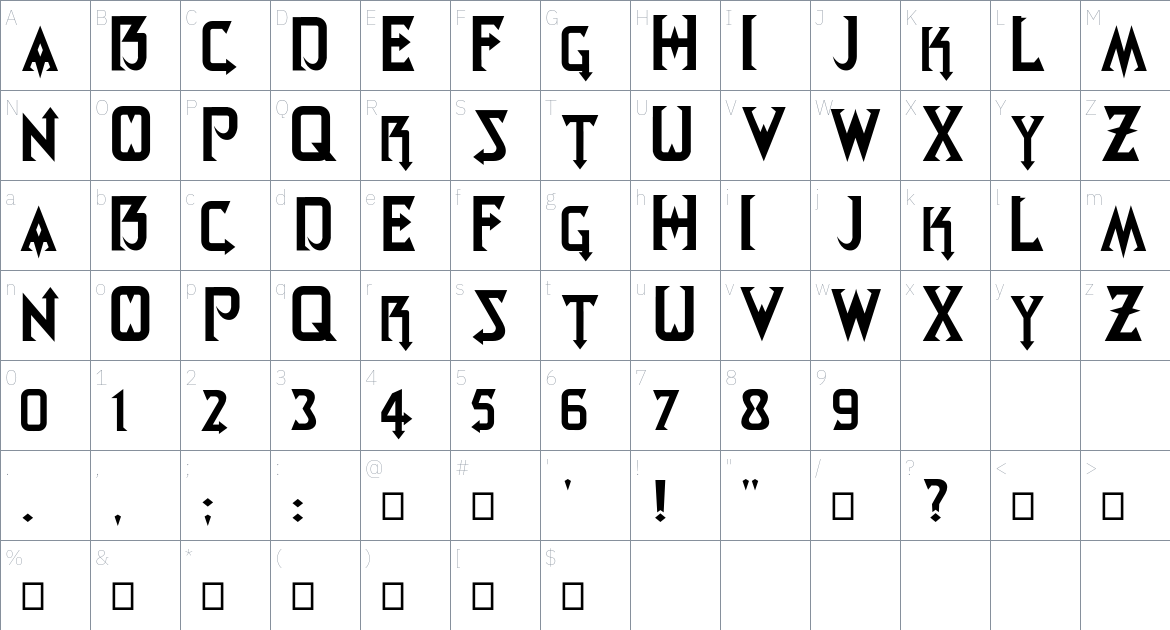 MAJY4 font Character Map