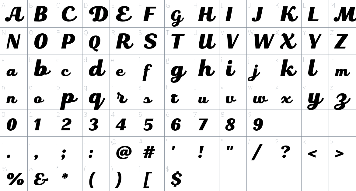 TT Polls Script font Character Map