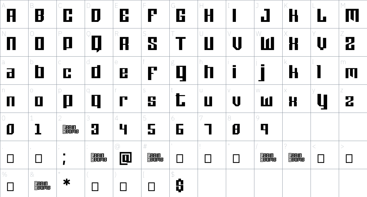 Sidefont font Character Map