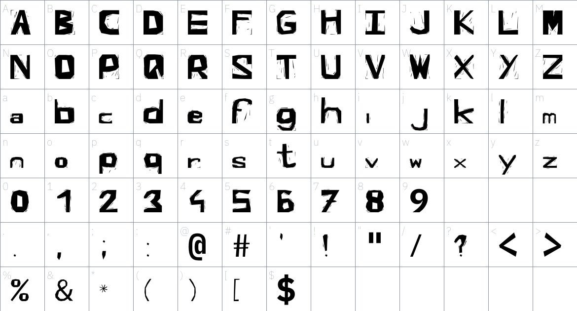 Lida Font font Character Map