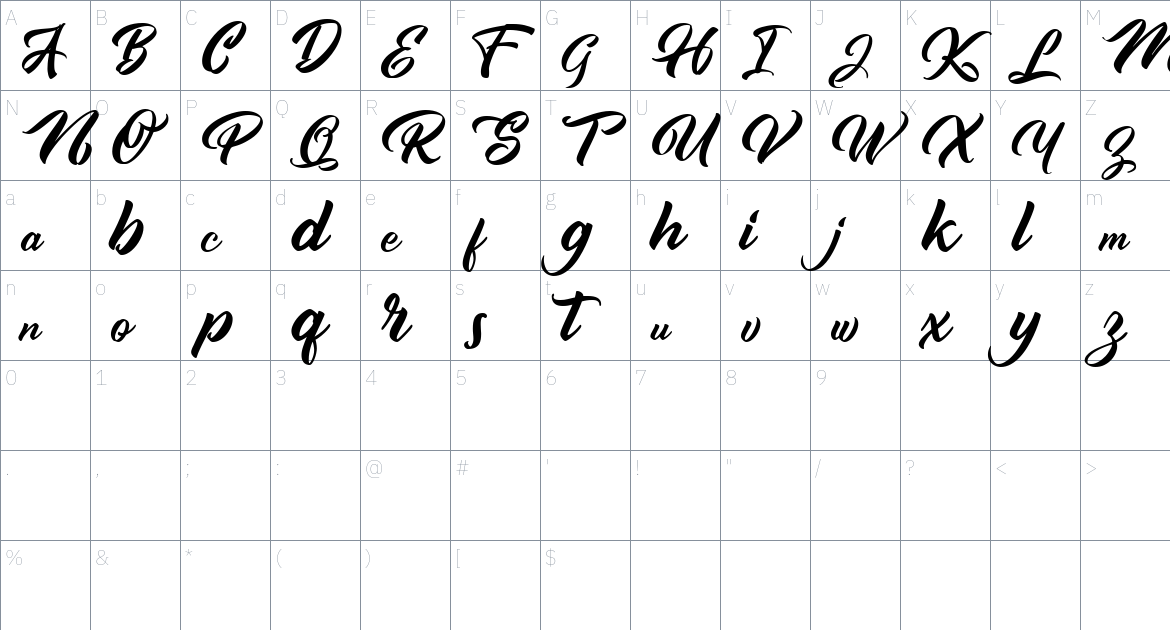 Sunniland Font font Character Map