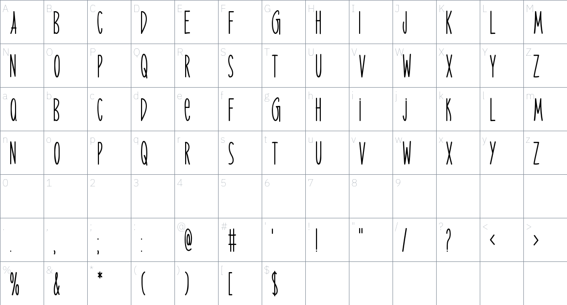 Mellow Sunshine font Character Map