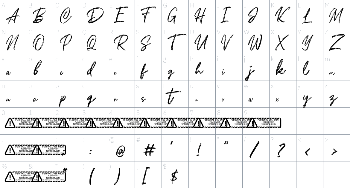 Martabug font Character Map