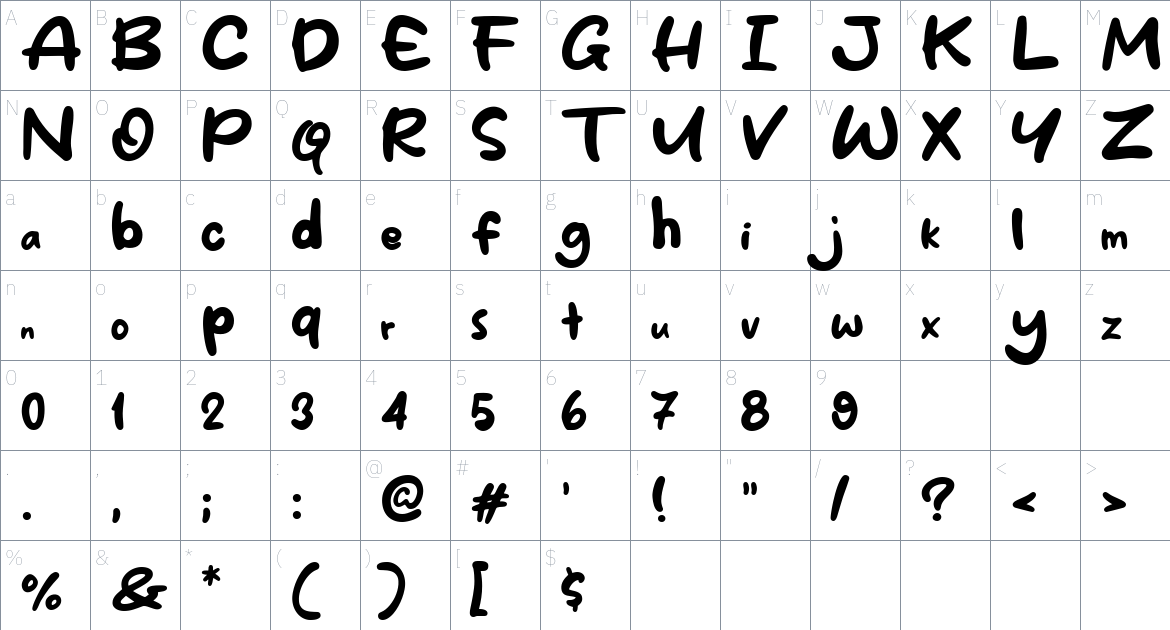 Singkong Font font Character Map