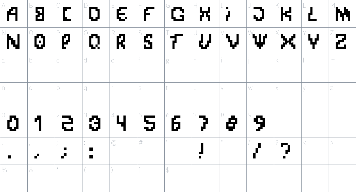 Invader Font font Character Map