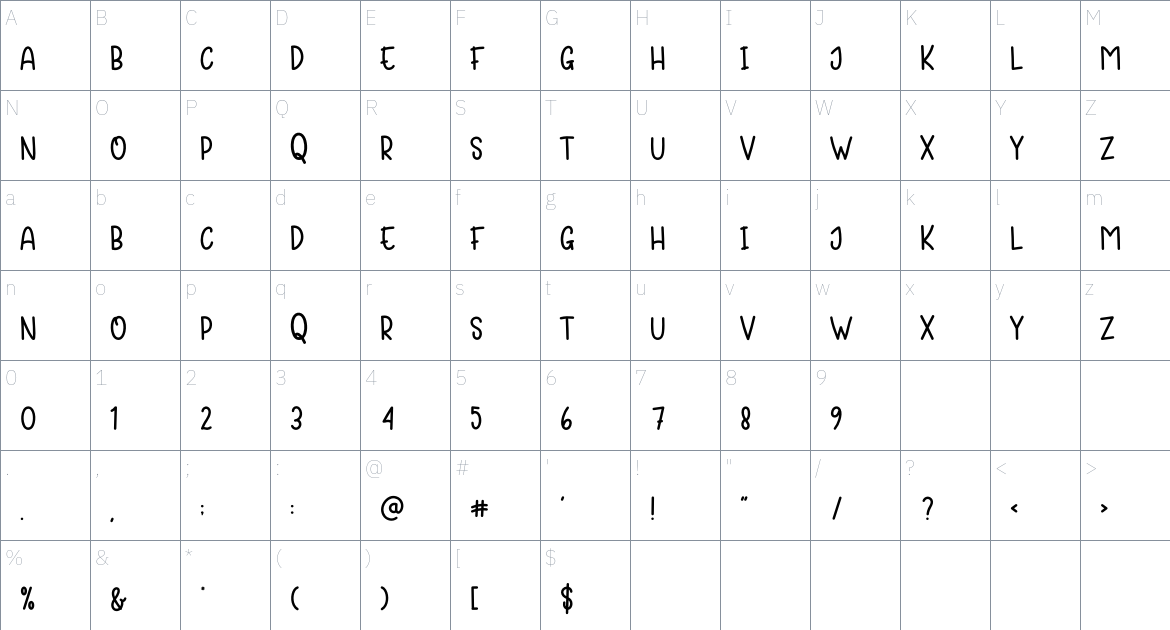 Aroma Therapy font Character Map