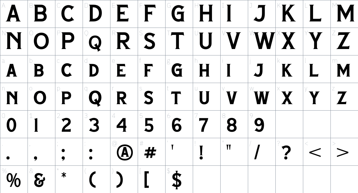 Morfelan font Character Map