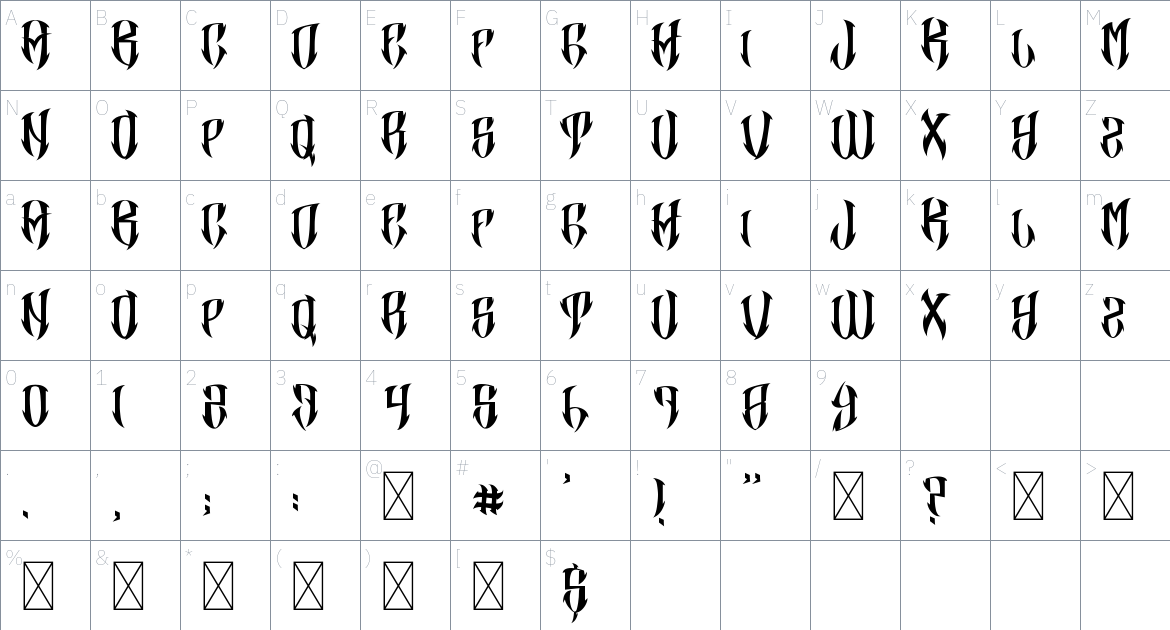 Masexa Font font Character Map