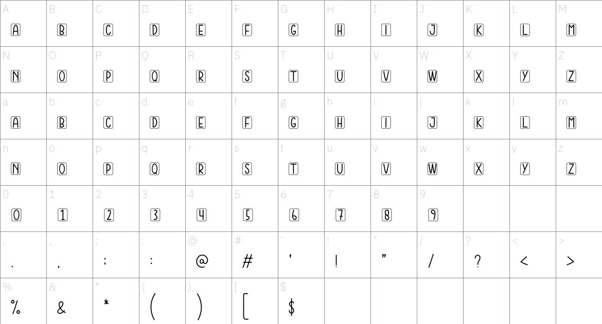 Container font Character Map