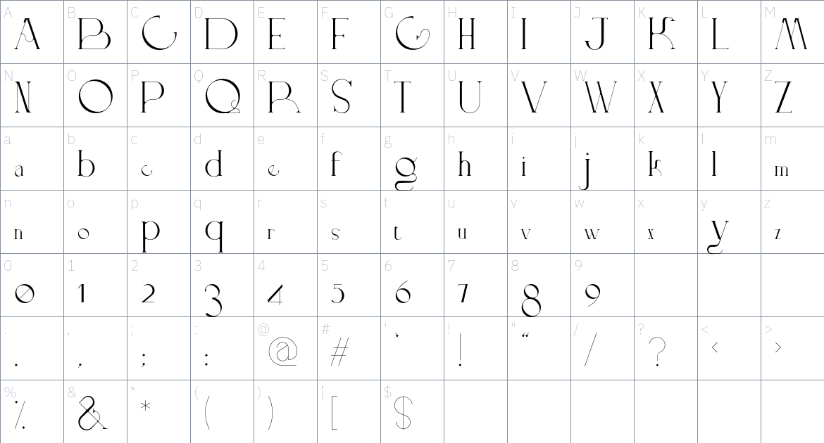 Doppelganger Font font Character Map